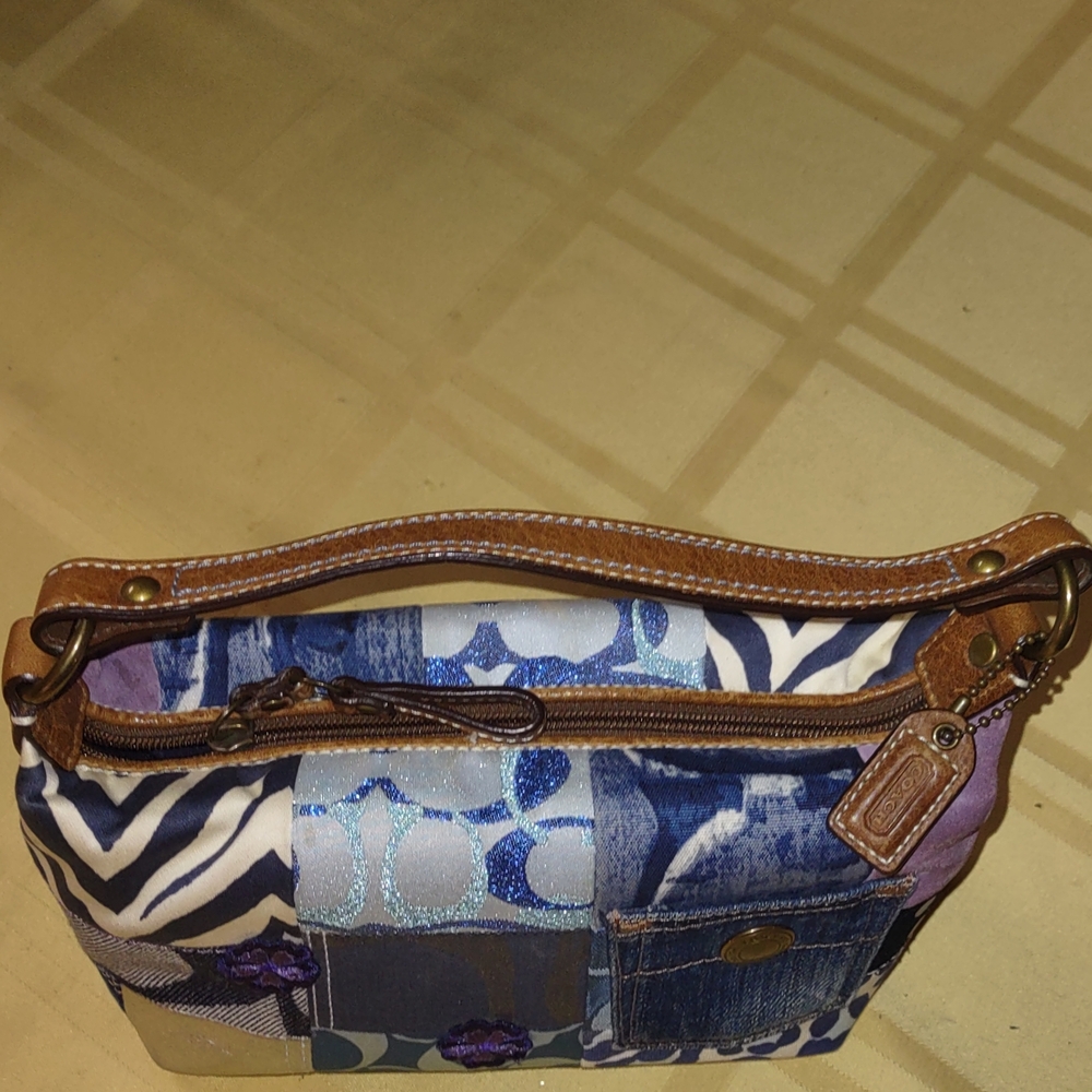 Coach Rare Embroided Multi-Patchwork Denim Pouche… - image 8